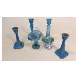 6 Pieces Blue Glass