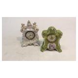 2 Petite Porcelain Cased Mantle Clocks