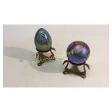 2 Pieces Hand Blown Art Glass