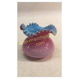 Cased Glass Ruffeled Edge Bowl