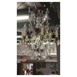 Vintage 6 Light Iron & Crystal Chandelier