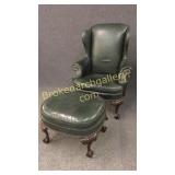 Hancock & More Leather Wingback W Ottoman