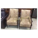 Pair Classical Upholstered Arm Chairs
