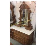 Victorian Walnut Marble Top Dresser