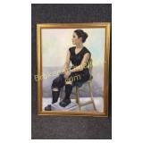 Oil on Canvas, Portrait Woman in Black