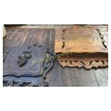 2 Victorian Carved Wall Pockets