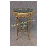 Brass End Table W Marble Top