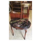 Carved Oval Center Table & Small Side Table