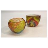 2 Pieces Blown Art Glass