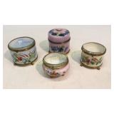 4 Hand Painted Powder Jars