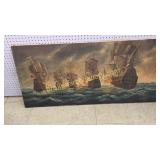 Oil on Canvas, Battle on High Seas