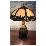 8 Panel Slag Glass Art Deco Lamp