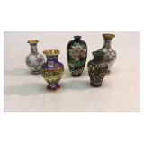 5 Cloisonné Vases