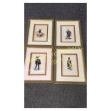 4 Hand Colored Costume Design Plates