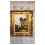 Oil on Canvas, Village Scene, People