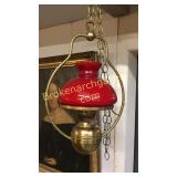 Converted Brass Hanging Oil Lamp