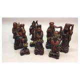 7 Asian Wood Carved Figures