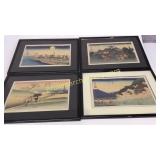 4 Asian Signed Lithograph Prints