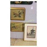 3 Pieces Framed Asian Art
