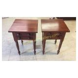 Pair Cherry 2 Drawer Nightstands
