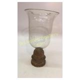 Large Glass a Luster, Wood Base