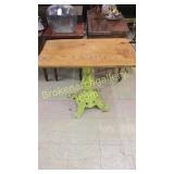 Oak Bistro Table W Iron Base