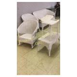 Wicker Rocker, Wicket Table & stool