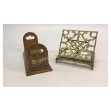 Oak Bookrack, Brass Book Stand