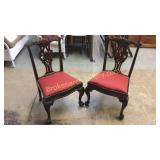 Pair Chippendale Style Side Chairs