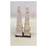Pair Pink Marble Obelisk