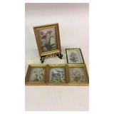 5 Framed Hand Painted Florals