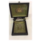 2 Framed Brass Military Items