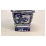 Asian Blue and White Planter on Stand