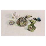 Staffordshire Swan, 6 Capodimonte Flowers