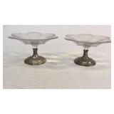 Pair Hawks Sterling Footed Compotes