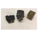 Stone Carving, Metal Bank, iron Bust