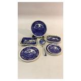 7 Pieces Copeland Spode Blue Transfer