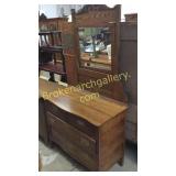 Golden Oak Dresser W Mirror