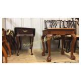 Pair Ball & Claw End Tables & Mahogany Drop Leaf