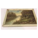 Oil on Canvas, Pastoral River Scene