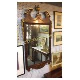 Mahogany Mirror W Falling Drape & Broken Arch