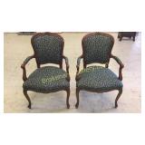 Pair French Style Open Armchairs