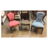 2 Victorian Side Parlor Chairs & Needlepoint Chair