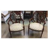 Pair Classical Open Armchairs by Hickory Chair