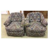 Pair Upholstered Club Chairs