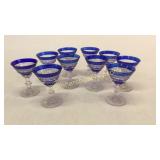 10 Brilliant Cut Cobalt Cordial Stems