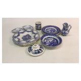 11 Pieces Blue Willow and Other Transferware