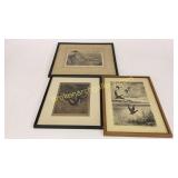 3 Pen and Ink Drawings/ Prints