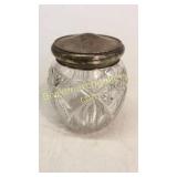 Brilliant Cut Glass Biscuit Jar, Sterling Lid