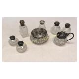 8 Cut Glass Table Articles, Some Sterling Tops